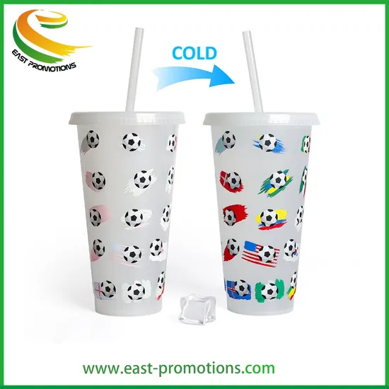 Customized 24oz BPA Free Reusable Plastic Cold Magic Drinking Tumblers Cups with Straw