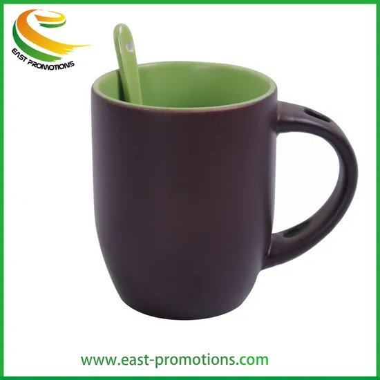 Manufacturer Customized 11oz Porcelain Ceramic Gift Mug Color Changing Ceramic Cups with Spoon