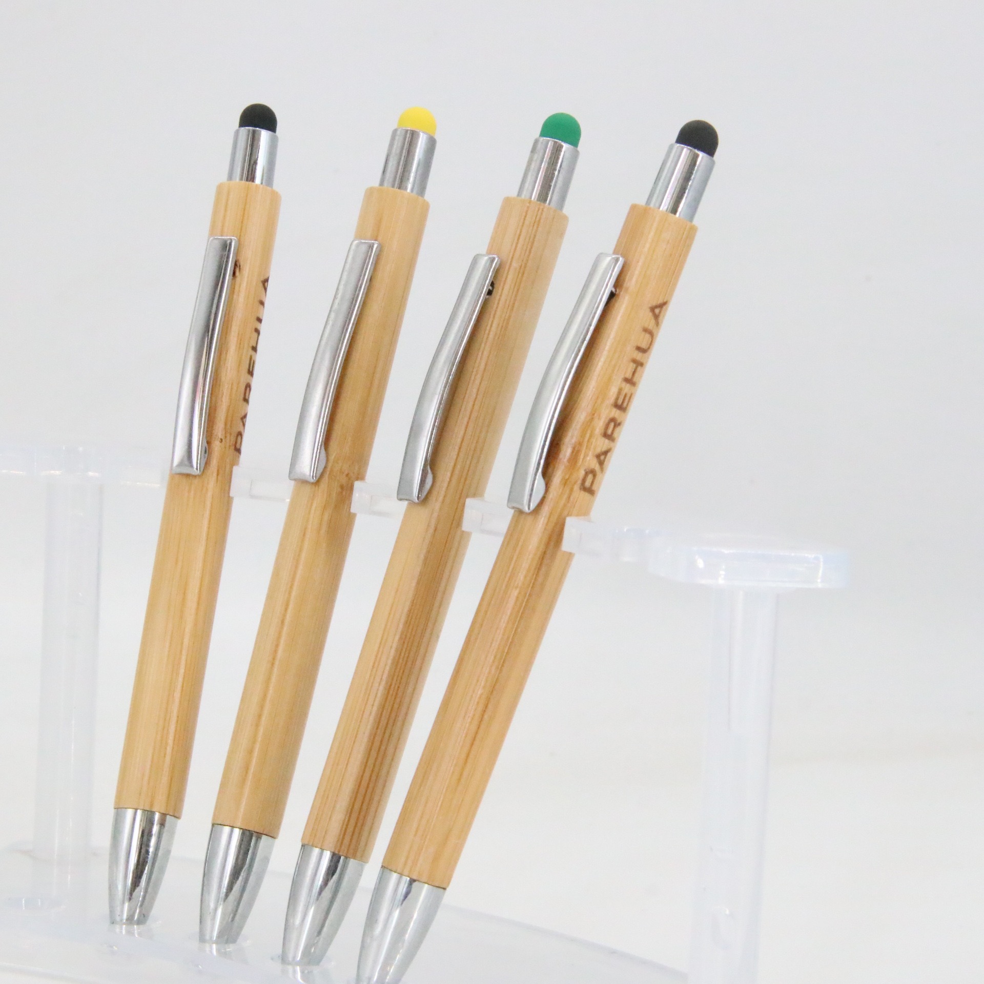 Custom Logo Laser Engrave Bamboo Pen Ballpoint Touch Screen Pen for Gifts