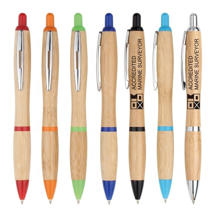 Eco Green Promotional Recyle Bamboo Wood Curvy Viva Ballpoint Pen with Laser Engraved Logo