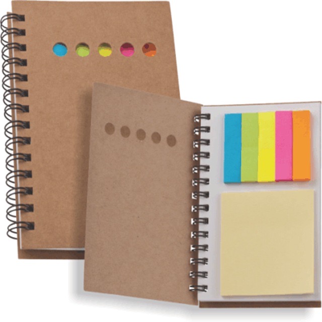 Personalized Eco Memo Sticky Notes Flag Small Notebook Kraft Paper Spiral Notepads with Pen