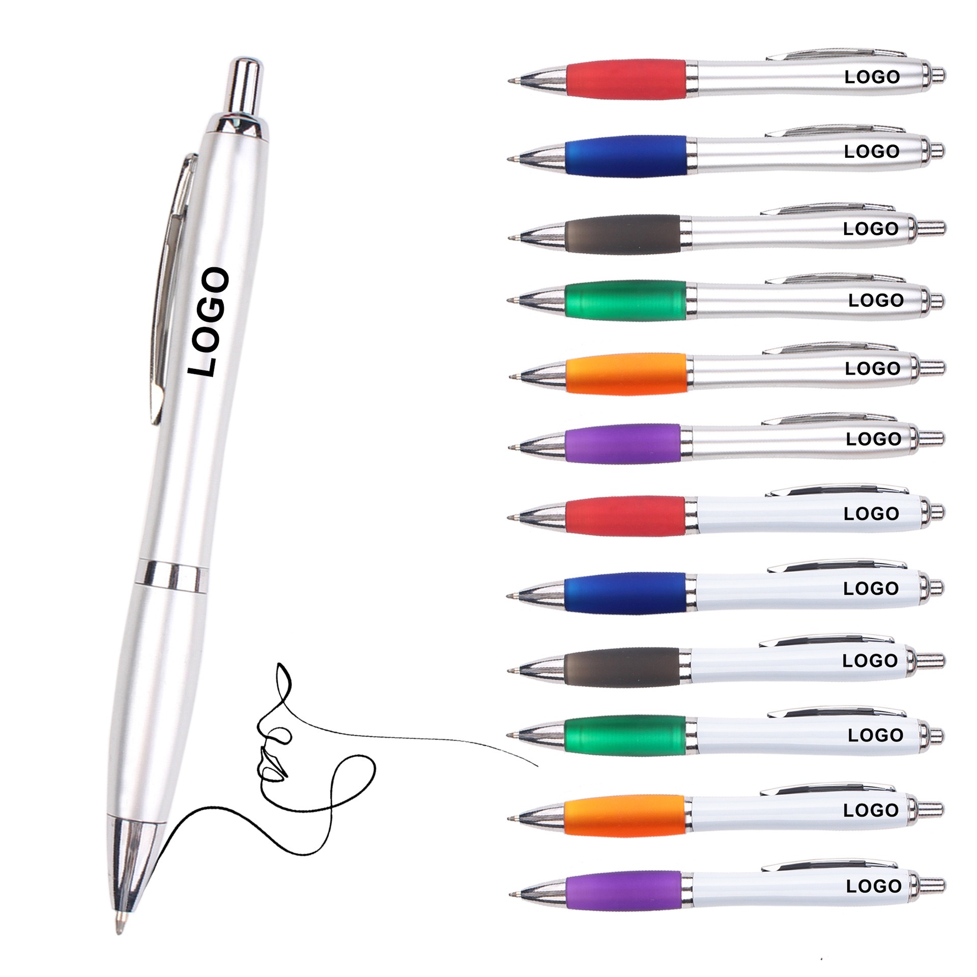 Custom Logo Printed Advertising Promotional Plastic Pressed Ball Pens for Gifts
