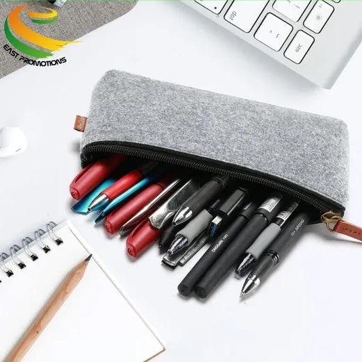 New Arrival Felt Cloth Pouch Storage Bag Pencil Case with Zipper for School Office