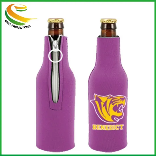 Multicolor Neoprene Insulated Beer Wine Bottle Cover with Handle and Zipper