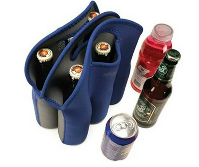 Multicolor Neoprene Insulated Beer Wine Bottle Cover with Handle and Zipper
