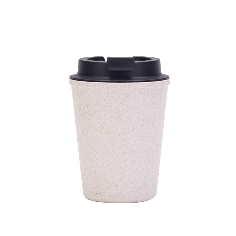 12oz Travel Tumbler Double-Layer Portable Mini Plastic Wheat Straw Coffee Cups