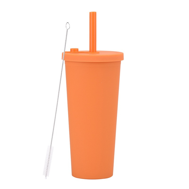  700ml Matte Pastel Colored Acrylic Tumblers Double Wall Plastic Tumblers With Straw