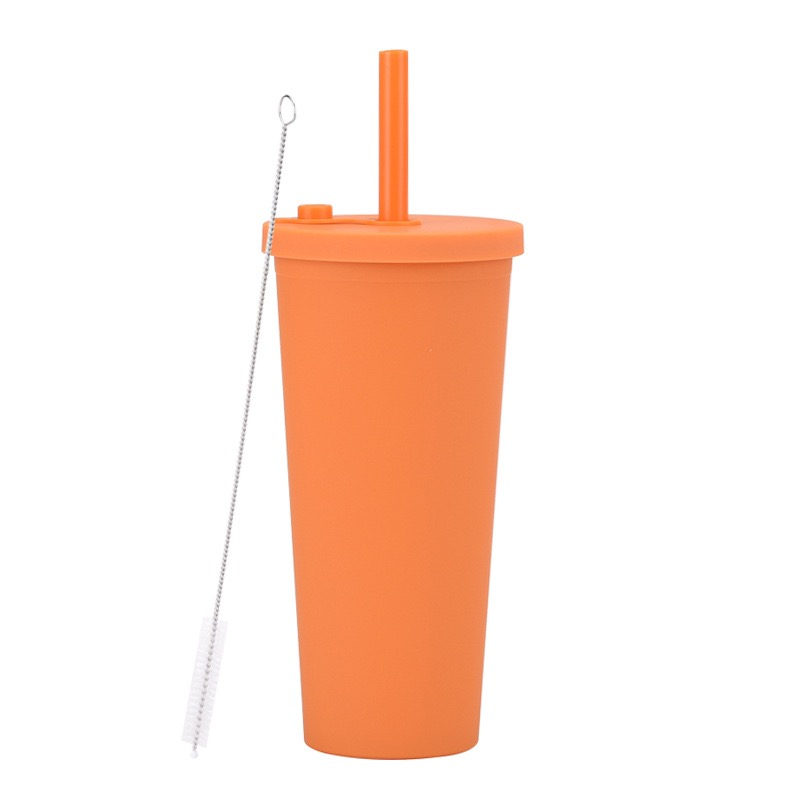  700ml Matte Pastel Colored Acrylic Tumblers Double Wall Plastic Tumblers With Straw