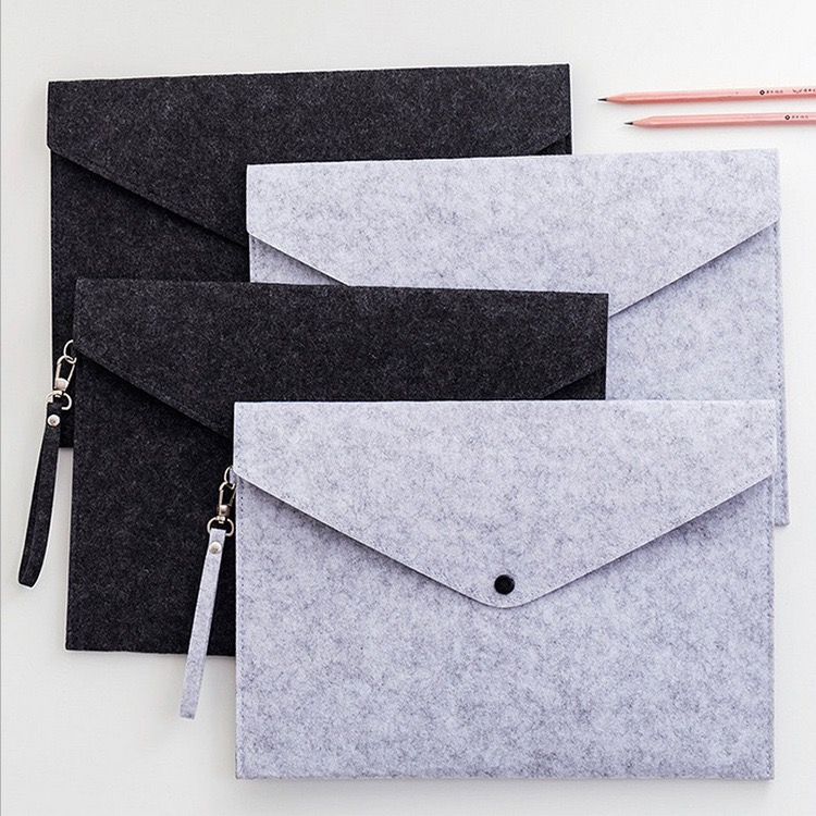 Factory Supply Felt File Pocket Envelope Pouch A4 Felt Document Bag