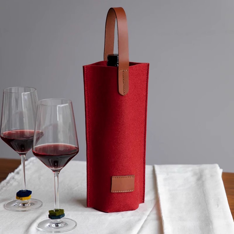 Felt Single Wine Bottle Tote Bag Carrier Bag Wine Cooler Gift for Wine Lovers