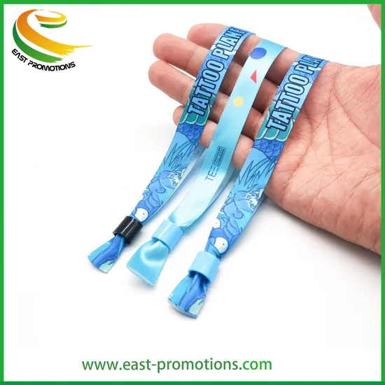 Custom Polyester Festival Fabric Jacquard Woven Bracelet Event Wristband with Slide Lock