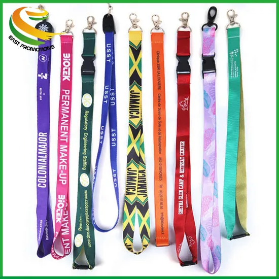 Custom Design RPET Fabric Sublimation Printing Logo Neck Key Chain Nylon Lanyard