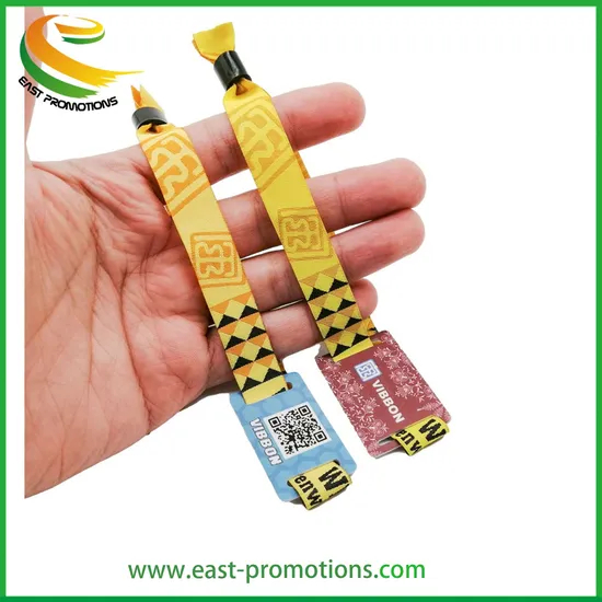 Qr Code Custom 13.56MHz RFID Bracelets Event NFC Woven Wristband
