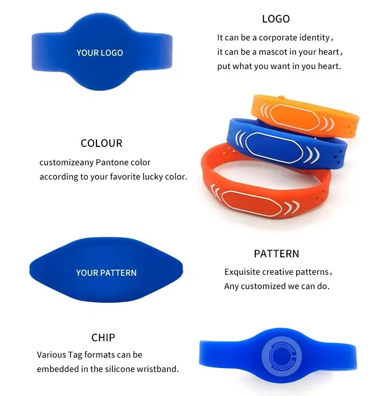 Customized Waterproof Silicone RFID Wristband Smart Bracelet for Access Control