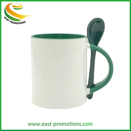 Custom Design Ceramic Spoon Mug Set, Stoneware Coffee Tea Mug Cups for Wholesale