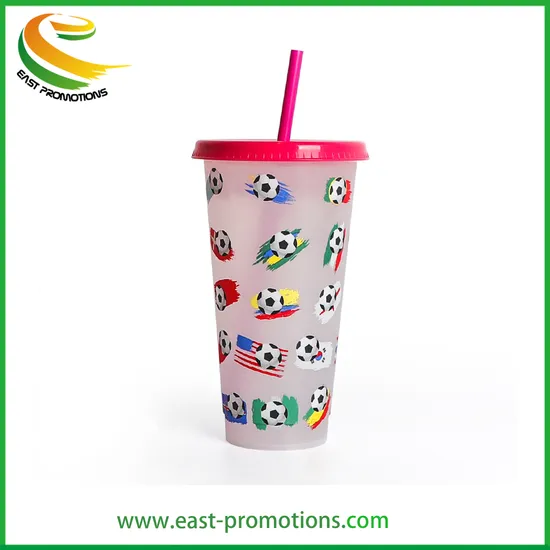 Customized 24oz BPA Free Reusable Plastic Cold Magic Drinking Tumblers Cups with Straw