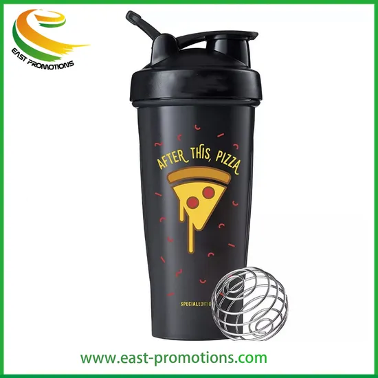 Custom Promotional 600ml Plastic Sports Drinking Water Bottle Gym Protein Shaker Bottle with Mixer Ball