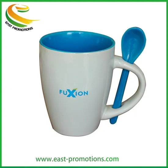Manufacturer Customized 11oz Porcelain Ceramic Gift Mug Color Changing Ceramic Cups with Spoon