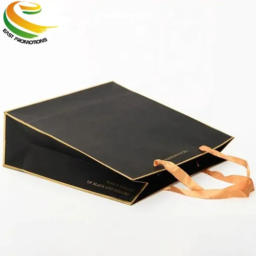 Manufacturer Custom Cheap Luxury Coated Art Paper Gift Bag Ribbon Handle with Logo Stamping