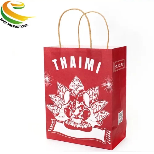 Wholesale Custom Recyclable Eco Brown / Kraft / White Paper Shopping Tote Bag, Food Lunch Paper Bag