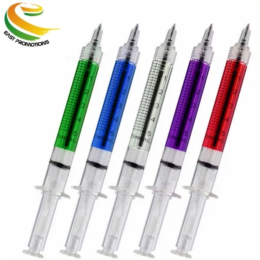 Novelty Promotional Funny Injection Shaped Syringe Ball Pen With Logo Print
