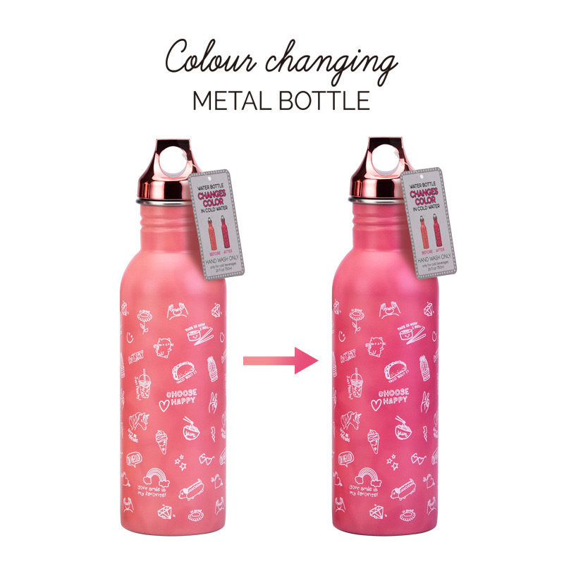 2025 New Temperature Color Change Single Wall Stainless Steel Metal Water Bottle