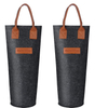 Reusable Felt Single Wine Bottle Gift Bag Felt Wine Carrier Tote Bag with Leather Handle
