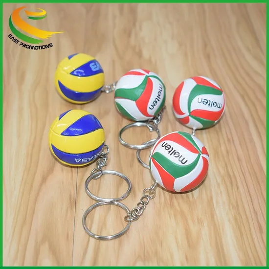 Customized Promotional Mini PVC Volleyball Key Chain, Leather Ball Key Ring for Business Gifts