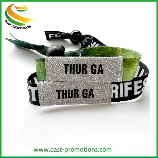 Hot Sale Glitter Label Cloth Bracelet RFID Festival Wristbands for Events