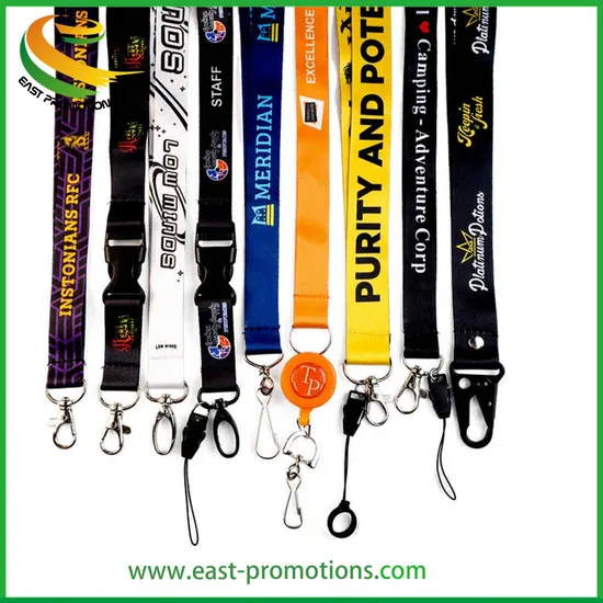 Custom Design RPET Fabric Sublimation Printing Logo Neck Key Chain Nylon Lanyard