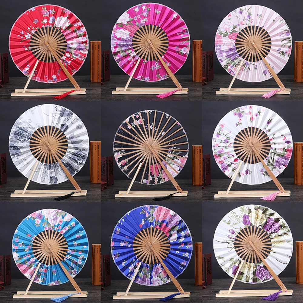 Printing Flowers Round Windmill Cloth Fan