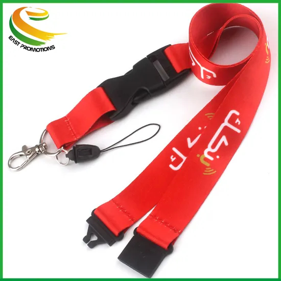 Factory Price High Quality Silkscreen Printing Polyester Neck Strap Card Holder Lanyards with Cellphone Loop