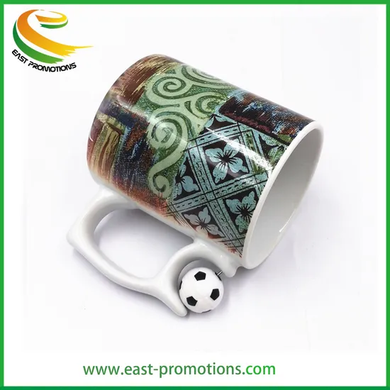 Hot Sale Design 11oz Blank Ceramic Sublimation Mug Cups with Swivel Football Handle