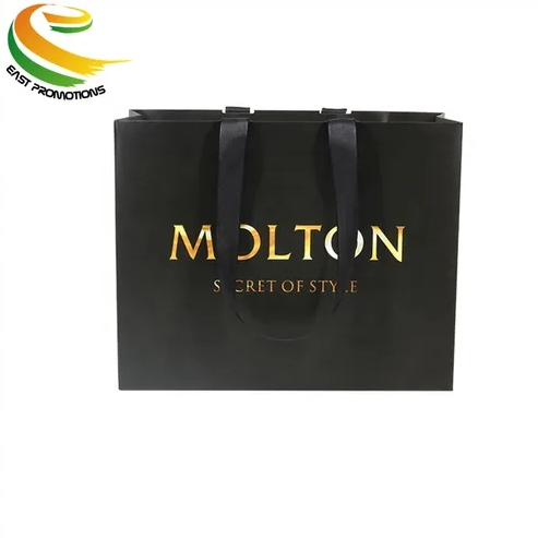 Manufacturer Custom Cheap Luxury Coated Art Paper Gift Bag Ribbon Handle with Logo Stamping