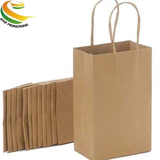 Customized Size Brown Kraft Paper Shopping Bags, Paper Carrier Bag with Twisted Handles for Packing