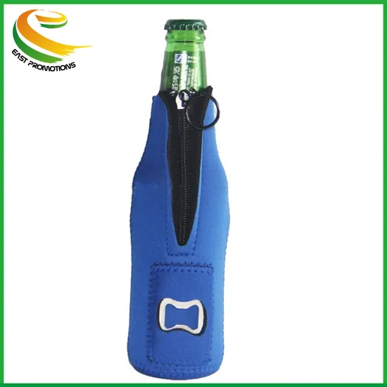 Multicolor Neoprene Insulated Beer Wine Bottle Cover with Handle and Zipper