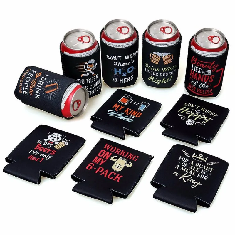 Multicolor Neoprene Insulated Beer Wine Bottle Cover with Handle and Zipper