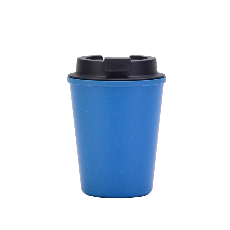 12oz Travel Tumbler Double-Layer Portable Mini Plastic Wheat Straw Coffee Cups