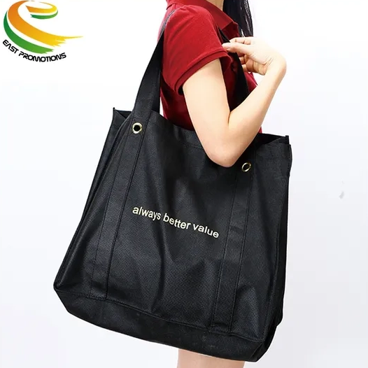 Custom Logo Printed High-Capacity 120gms Non Woven Tote Bag with Metal Eyelet Strong Handle