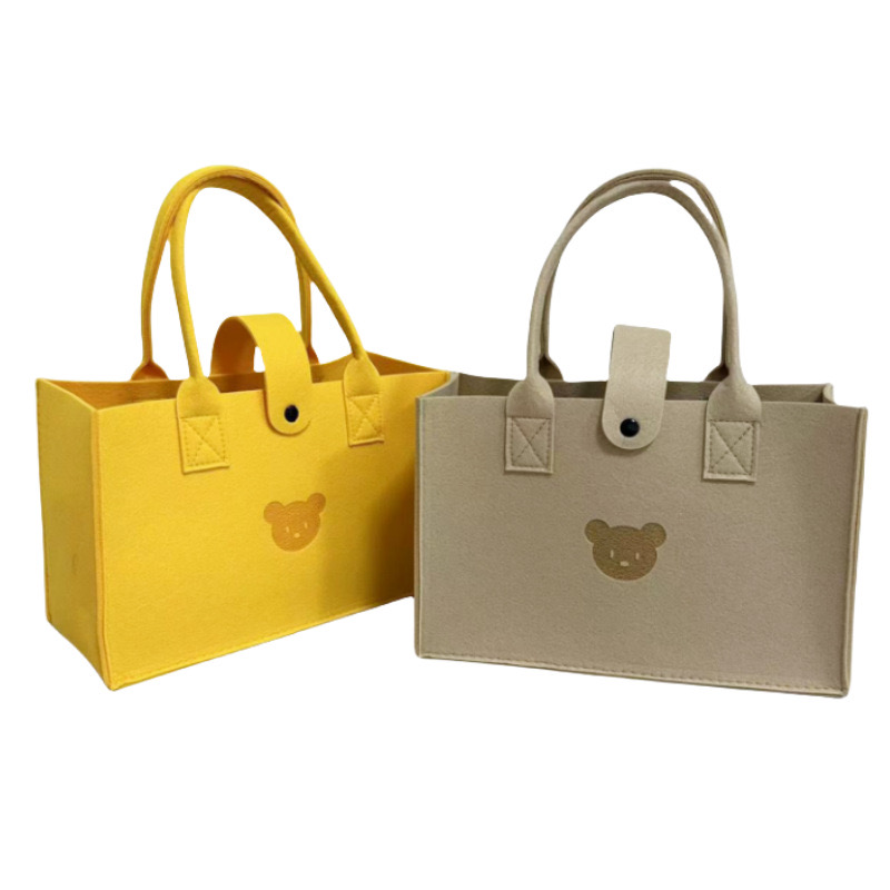 Wholesale Felt Hand Bag Felt Tote Shopping Bag with Button Closure 