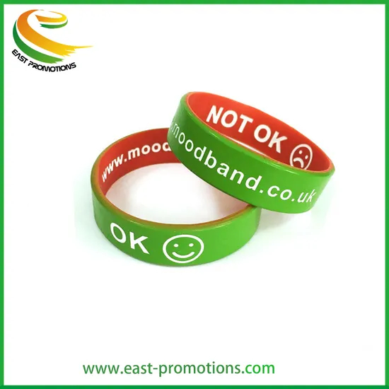 Hot Sale Eco Friendly Low MOQ Promotional Dual Color Silicon Bracelet Wristband for Event