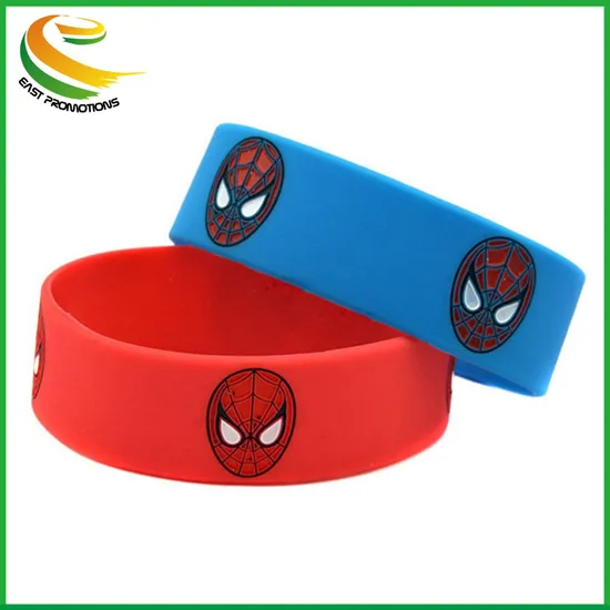 Customized Promotional 24mm Wide Silicone Bracelet Wrist Bands with Logo Silk-Screen