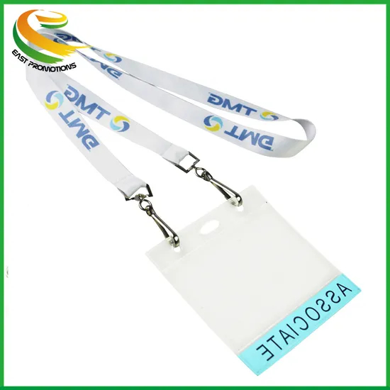 Custom Double Hook Card Holder Neck Lanyard with Double Lobster Buckle