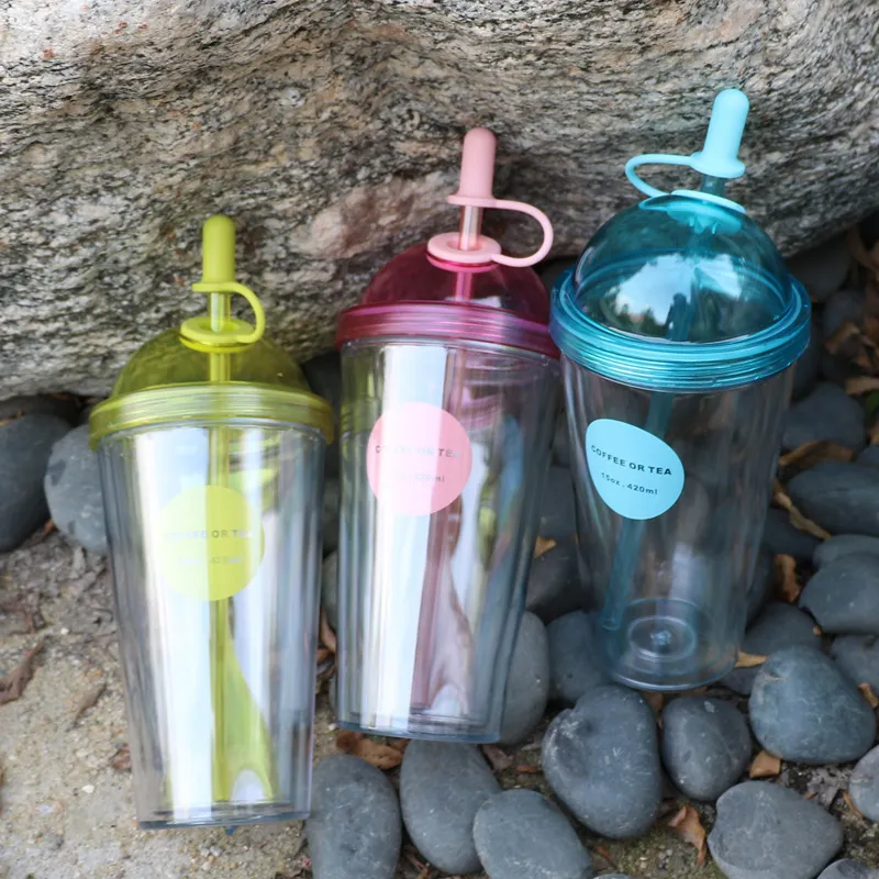 Creative Promotion Gift Juice Coffee Straw Clear Plastic Cup