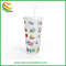 Customized 24oz BPA Free Reusable Plastic Cold Magic Drinking Tumblers Cups with Straw