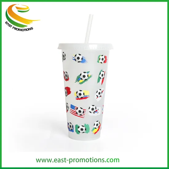 Customized 24oz BPA Free Reusable Plastic Cold Magic Drinking Tumblers Cups with Straw