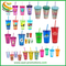 Factory Customized 16oz Double Wall Acrylic Tumbler Clear Plastic Cup with Lid and Straw
