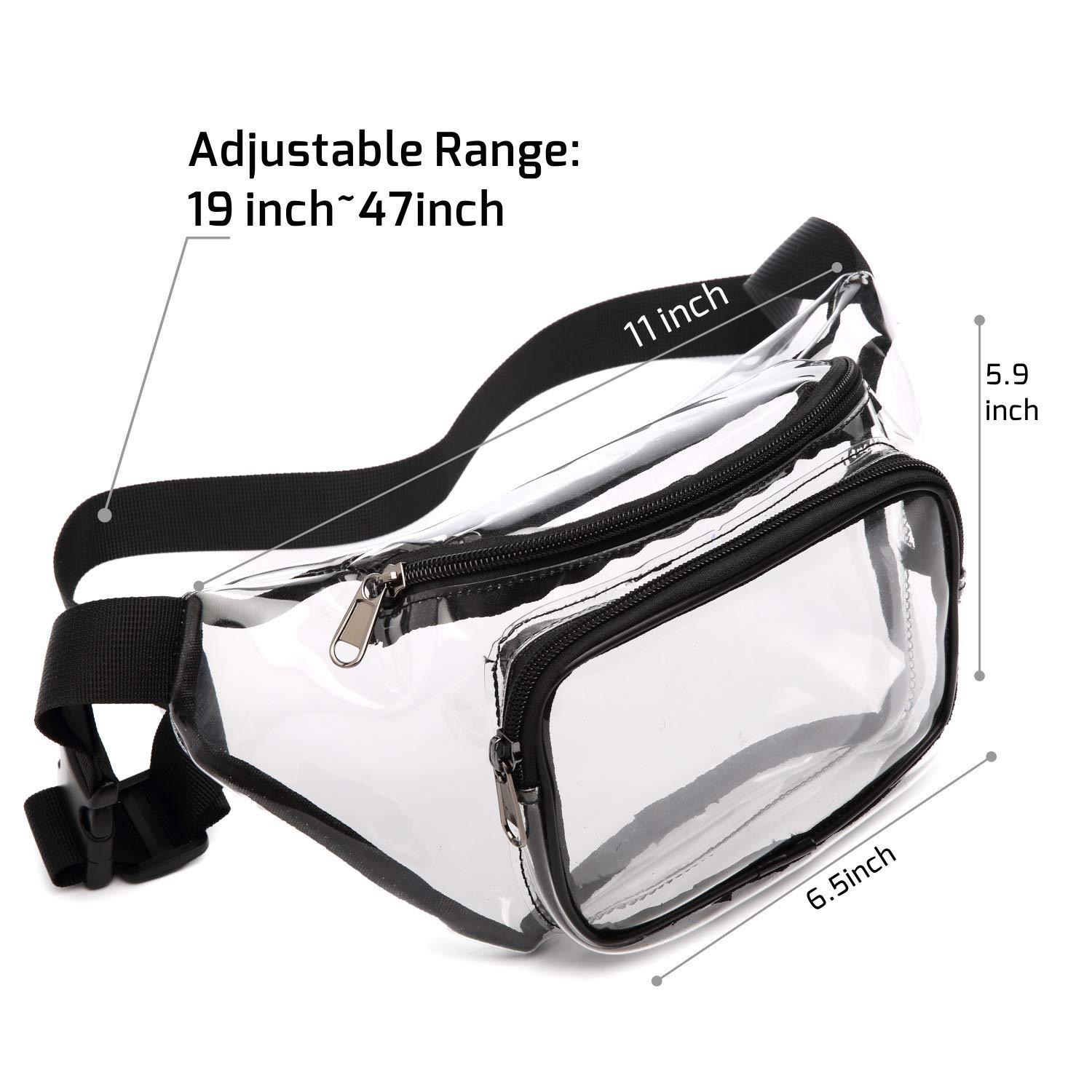 Custom Logo Printing Waterproof Transparent PVC Belt Bag PVC Stadium Approved Fanny Pack Waist Bag