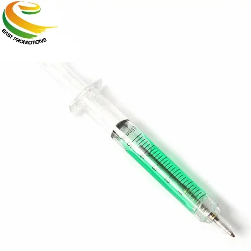 Novelty Promotional Funny Injection Shaped Syringe Ball Pen With Logo Print