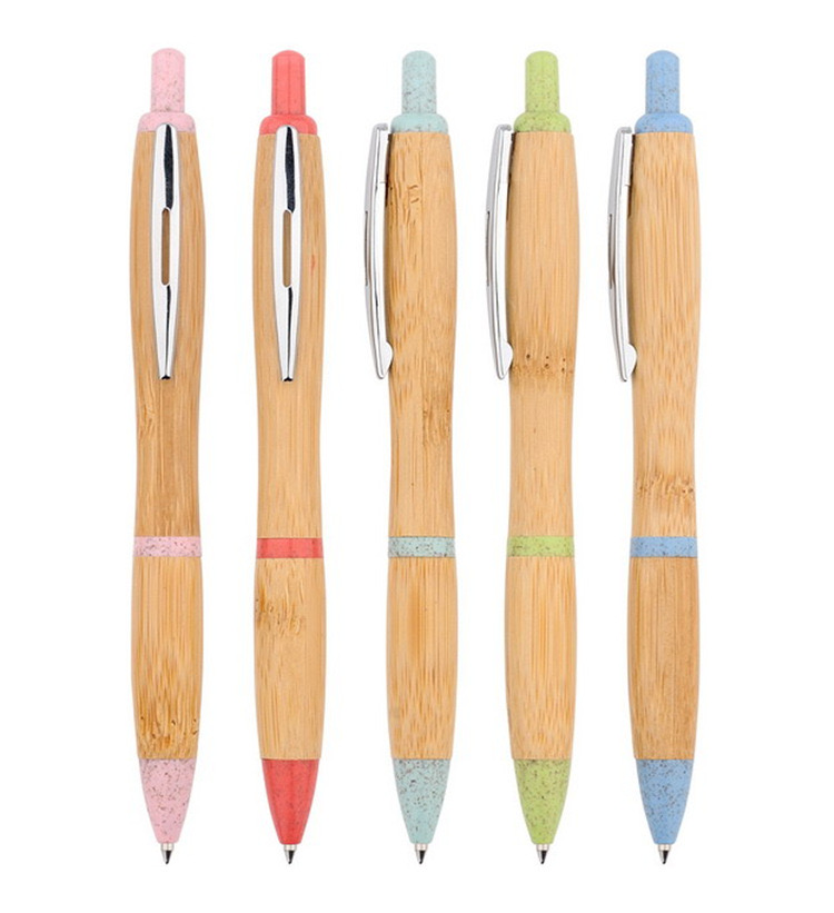 Eco Green Promotional Recyle Bamboo Wood Curvy Viva Ballpoint Pen with Laser Engraved Logo
